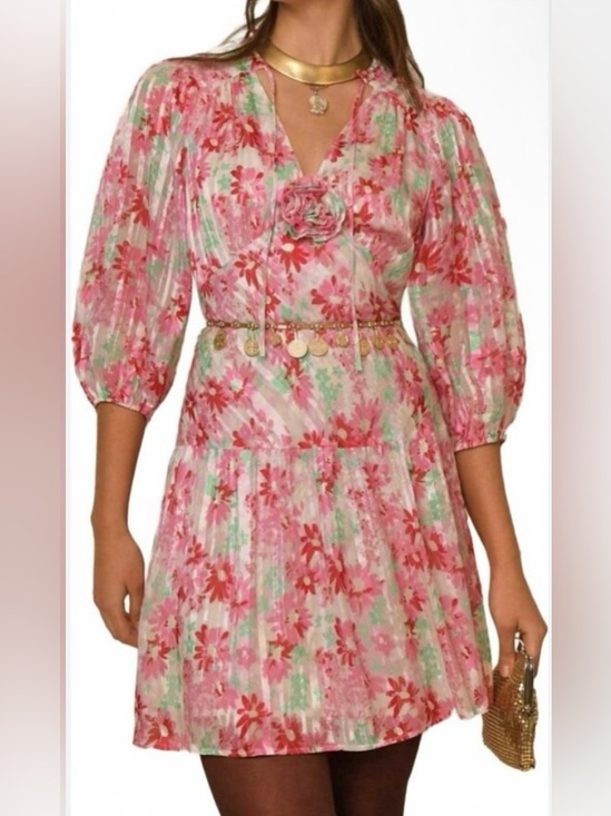 RIXO Dresses & Skirts - Rixo Dress NWT Floral XL/ US 12 Luxury Cocktail Wedding Silk Blend Shower Party